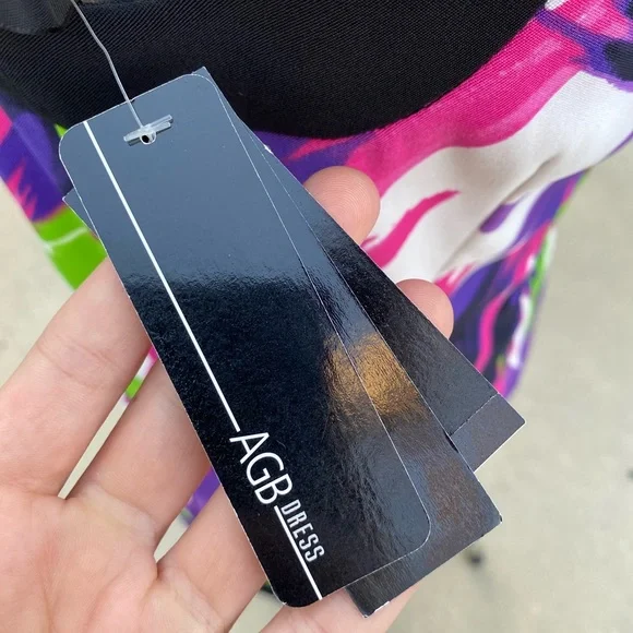 Calvin Klein colorful pink and purple multi color water color dress - Picture 6 of 6